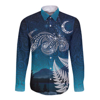 New Zealand Matariki Long Sleeve Button Shirt Starry Night Style LT7 Unisex Navy - Polynesian Pride