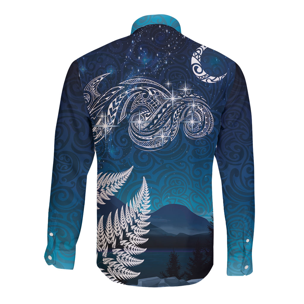 New Zealand Matariki Long Sleeve Button Shirt Starry Night Style LT7 - Polynesian Pride