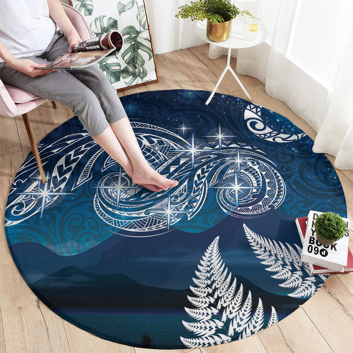 New Zealand Matariki Round Carpet Starry Night Style LT7 - Polynesian Pride