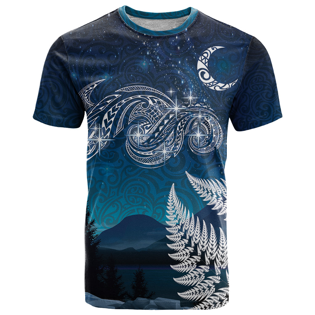 New Zealand Matariki T Shirt Starry Night Style LT7 Navy - Polynesian Pride