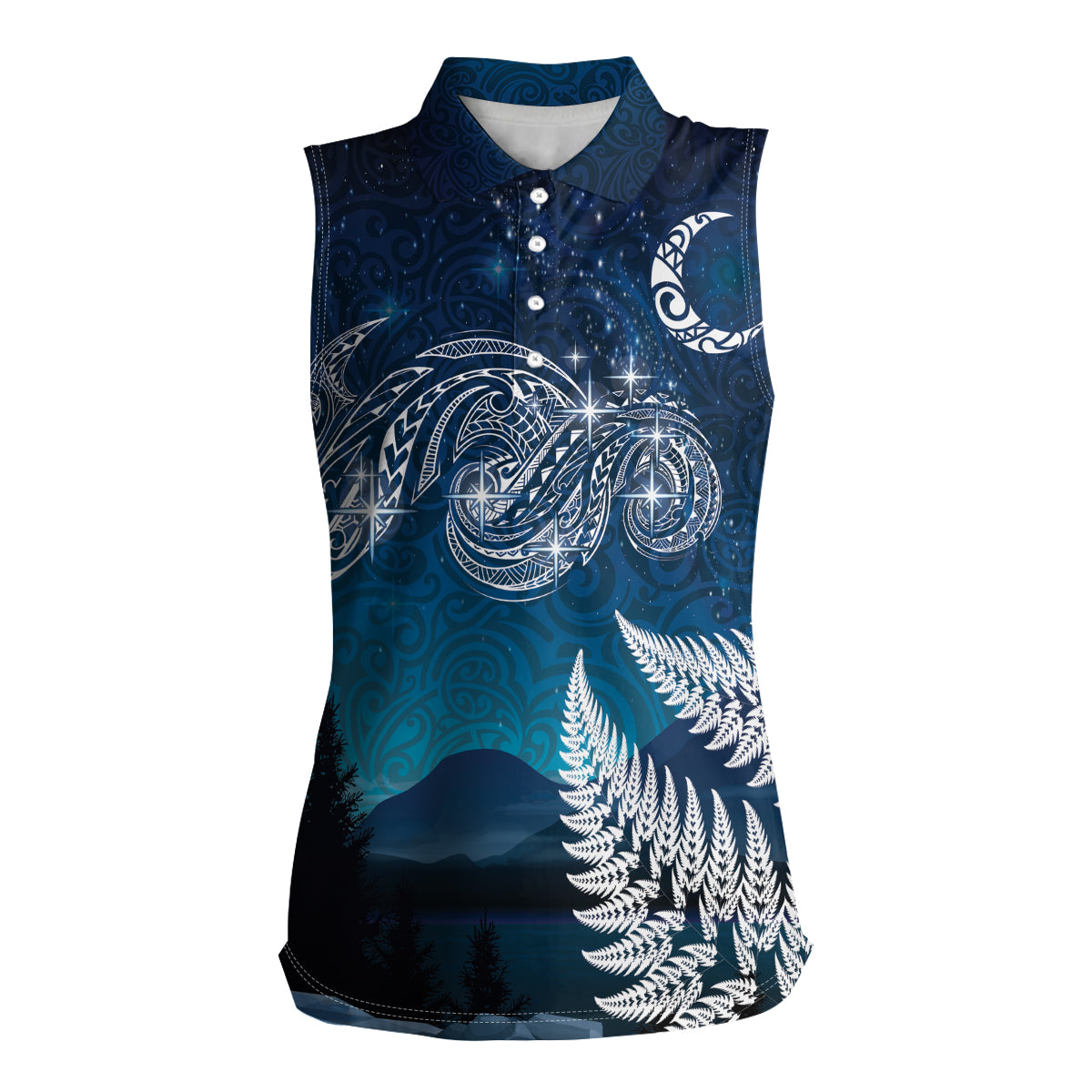 New Zealand Matariki Women Sleeveless Polo Shirt Starry Night Style