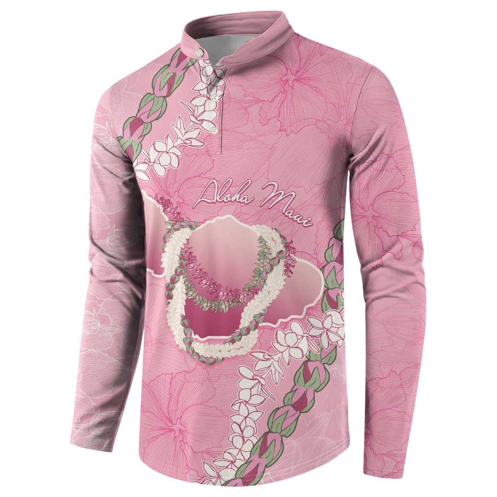 Hawaii Maui Island Flowers Lei Button Sweatshirt Lokelani Rose Pink LT7 - Polynesian Pride