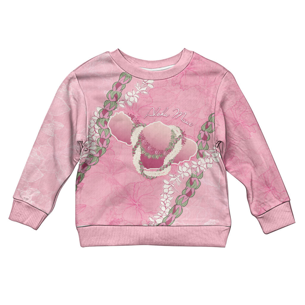 Hawaii Maui Island Flowers Lei Kid Ugly Christmas Sweater Lokelani Rose Pink LT7 Kid Pink - Polynesian Pride
