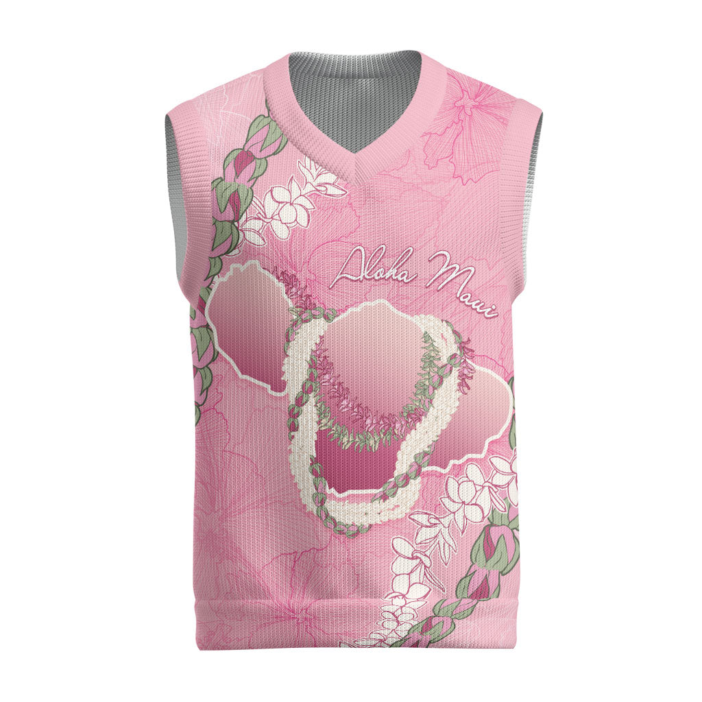 Hawaii Maui Island Flowers Lei Christmas Knitted V-Neck Vest Lokelani Rose Pink LT7 Pink - Polynesian Pride