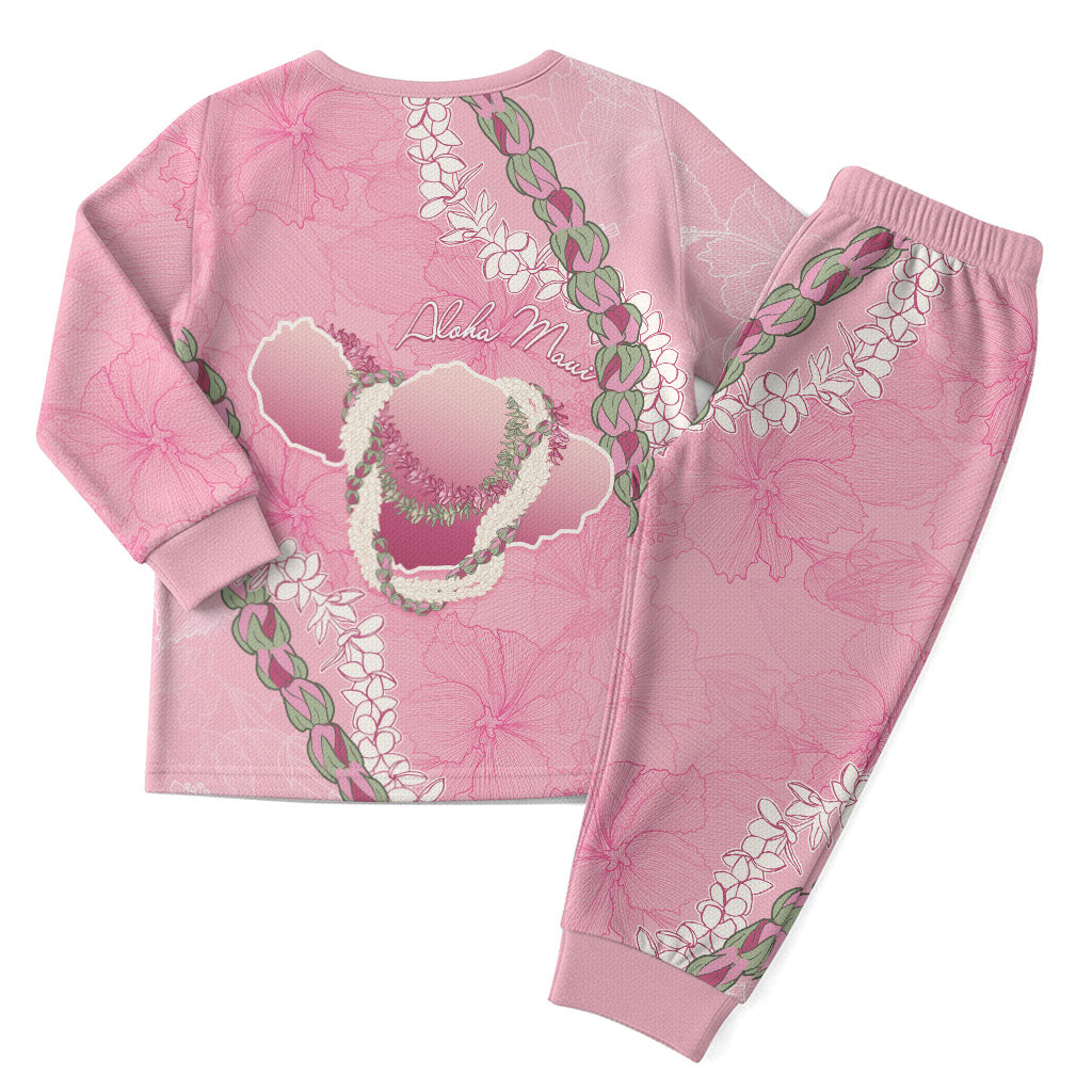 Hawaii Maui Island Flowers Lei Christmas Pajama Set Lokelani Rose Pink LT7 - Polynesian Pride