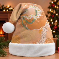 Hawaii Lanai Island Flowers Lei Christmas Santa Hat Orange Kaunaoa Mix Maile LT7 Without Fur Orange - Polynesian Pride
