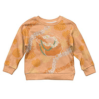 Hawaii Lanai Island Flowers Lei Kid Ugly Christmas Sweater Orange Kaunaoa Mix Maile LT7 Kid Orange - Polynesian Pride
