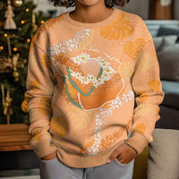 Hawaii Lanai Island Flowers Lei Kid Ugly Christmas Sweater Orange Kaunaoa Mix Maile LT7 - Polynesian Pride
