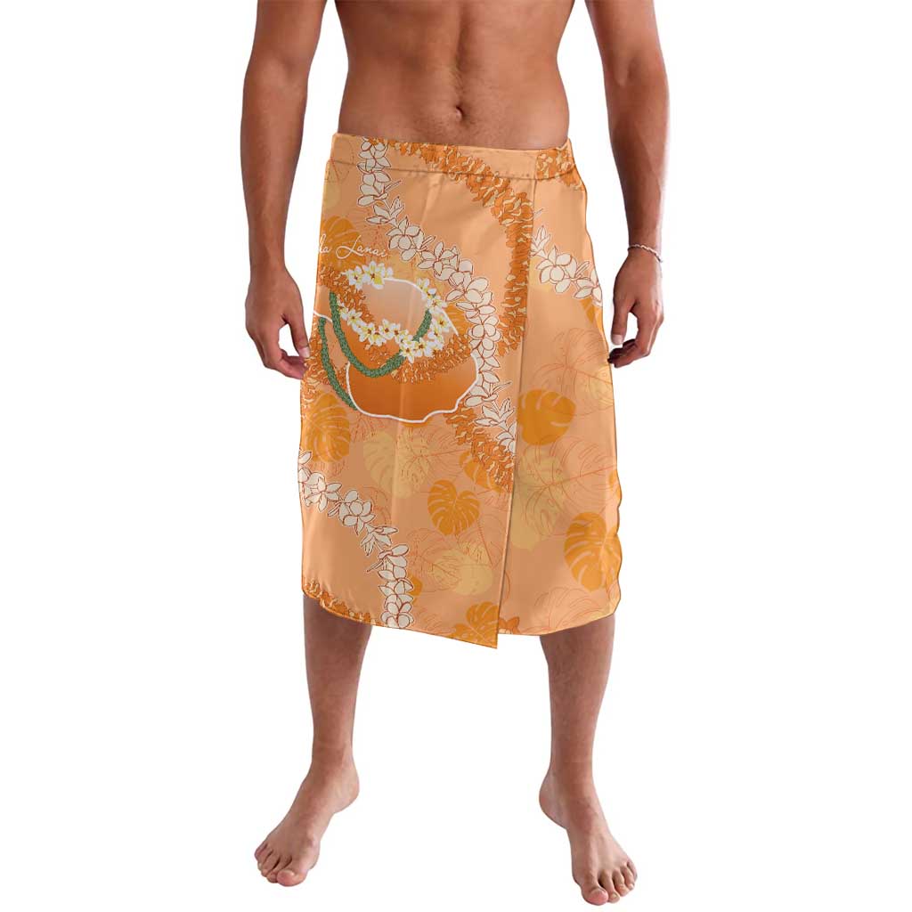 Hawaii Lanai Island Flowers Lei Lavalava Orange Kaunaoa Mix Maile LT7 Orange - Polynesian Pride