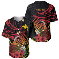 Personalized Milne Bay Baseball Jersey PNG Lime Pot with Oro Tapa LT7 - Polynesian Pride