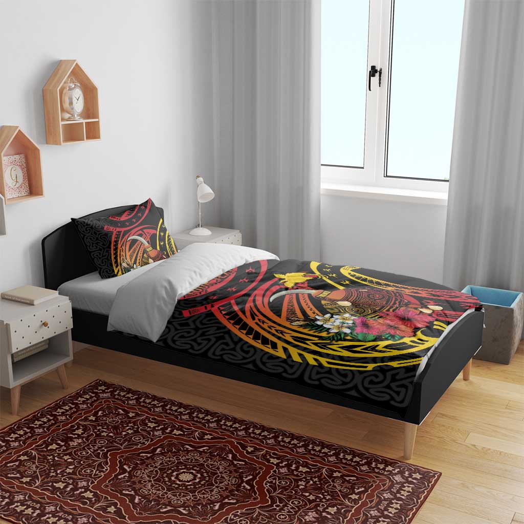 Personalized Milne Bay Bedding Set PNG Lime Pot with Oro Tapa LT7 - Polynesian Pride