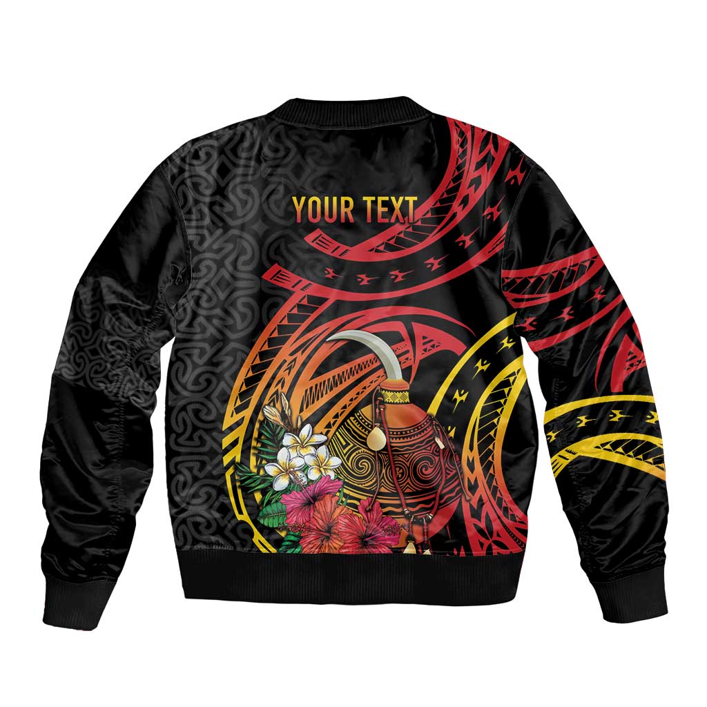 Personalized Milne Bay Bomber Jacket PNG Lime Pot with Oro Tapa LT7 - Polynesian Pride