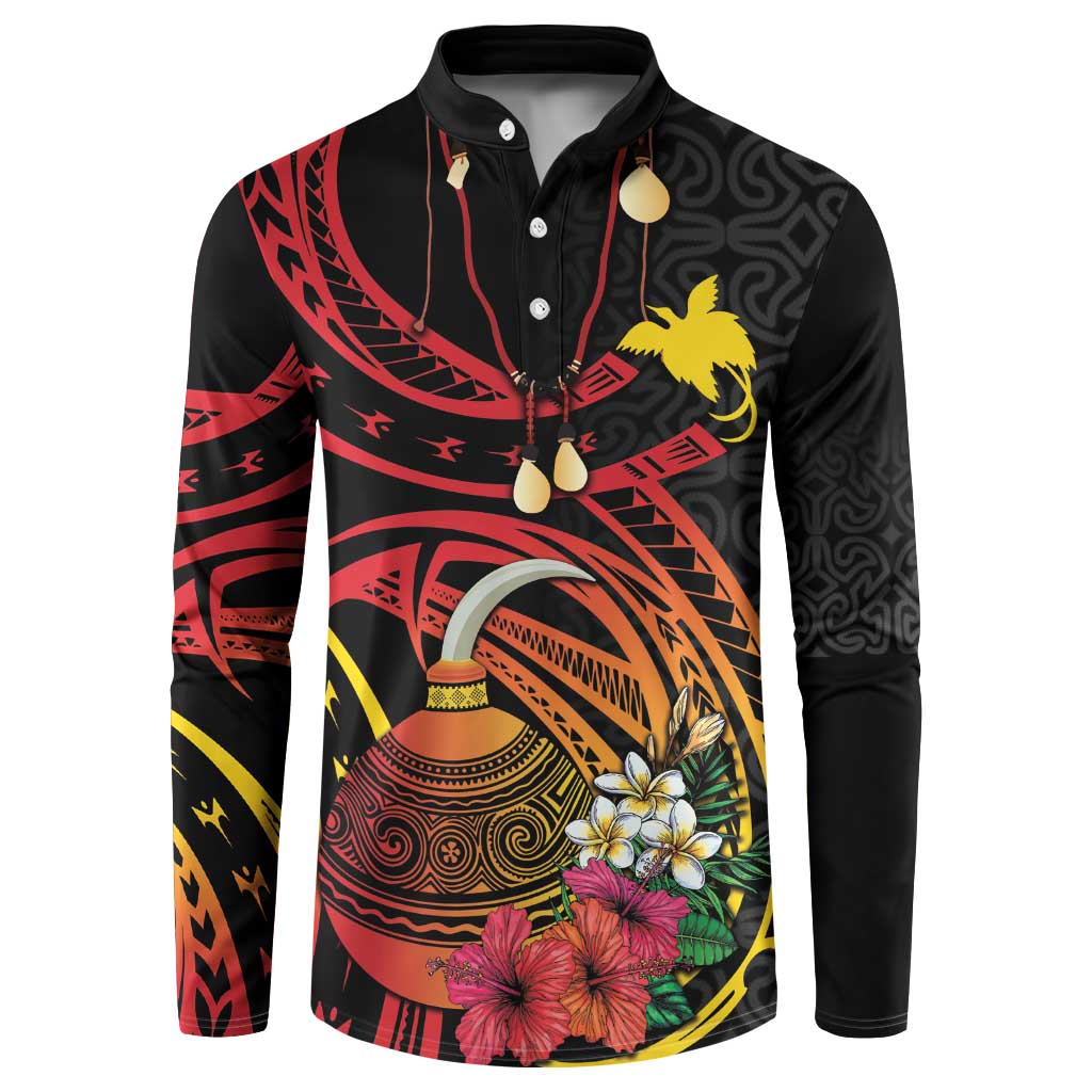 Personalized Milne Bay Button Sweatshirt PNG Lime Pot with Oro Tapa LT7 Black - Polynesian Pride