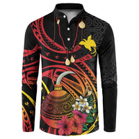 Personalized Milne Bay Button Sweatshirt PNG Lime Pot with Oro Tapa LT7 Black - Polynesian Pride
