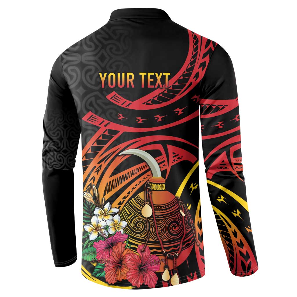Personalized Milne Bay Button Sweatshirt PNG Lime Pot with Oro Tapa LT7 - Polynesian Pride