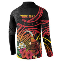 Personalized Milne Bay Button Sweatshirt PNG Lime Pot with Oro Tapa LT7 - Polynesian Pride