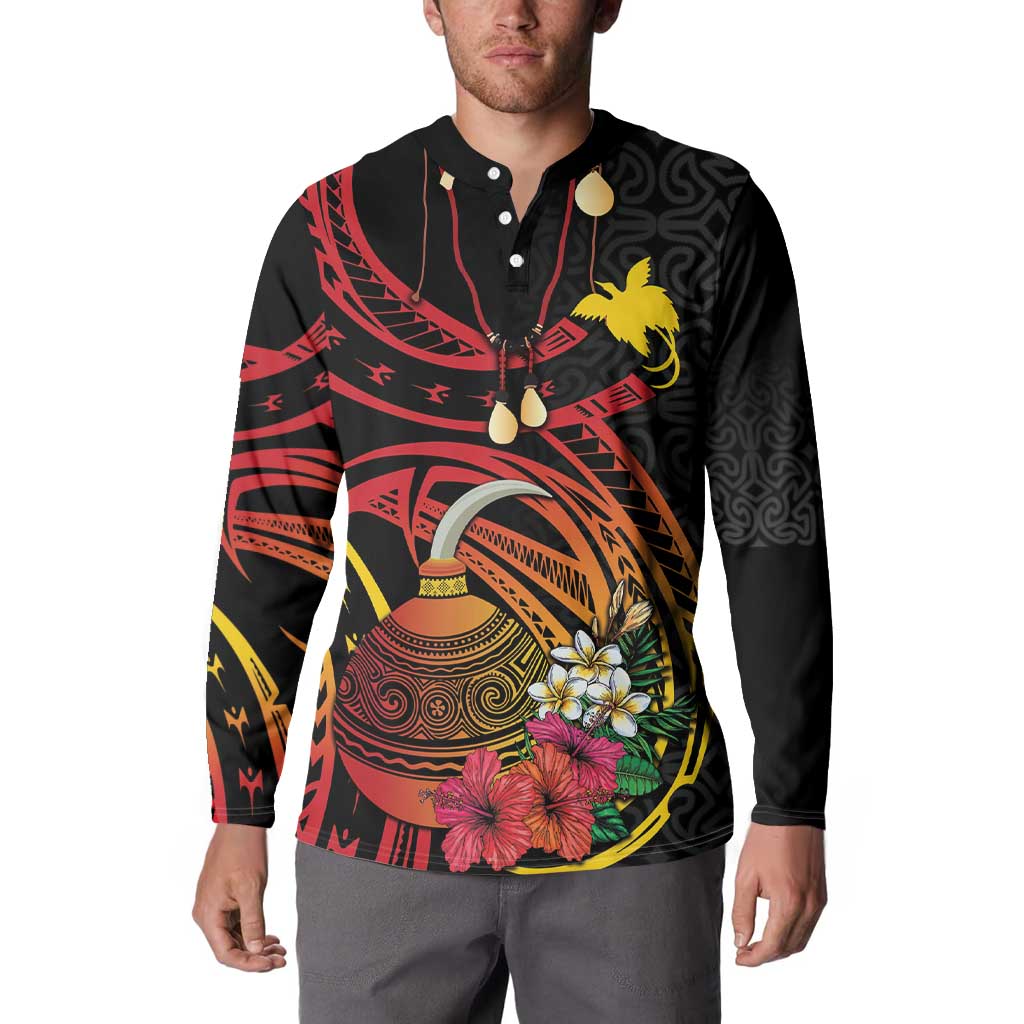 Personalized Milne Bay Button Sweatshirt PNG Lime Pot with Oro Tapa LT7 - Polynesian Pride