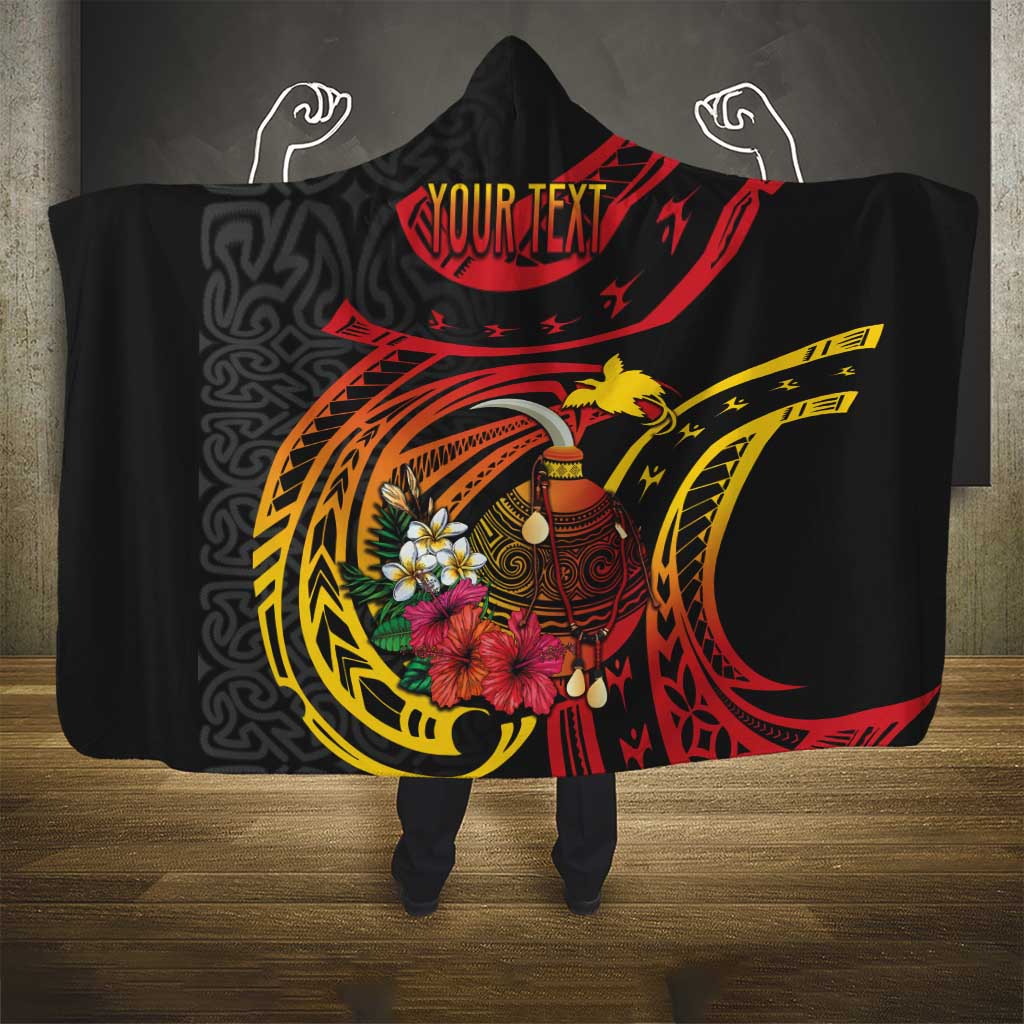 Personalized Milne Bay Hooded Blanket PNG Lime Pot with Oro Tapa LT7 - Polynesian Pride