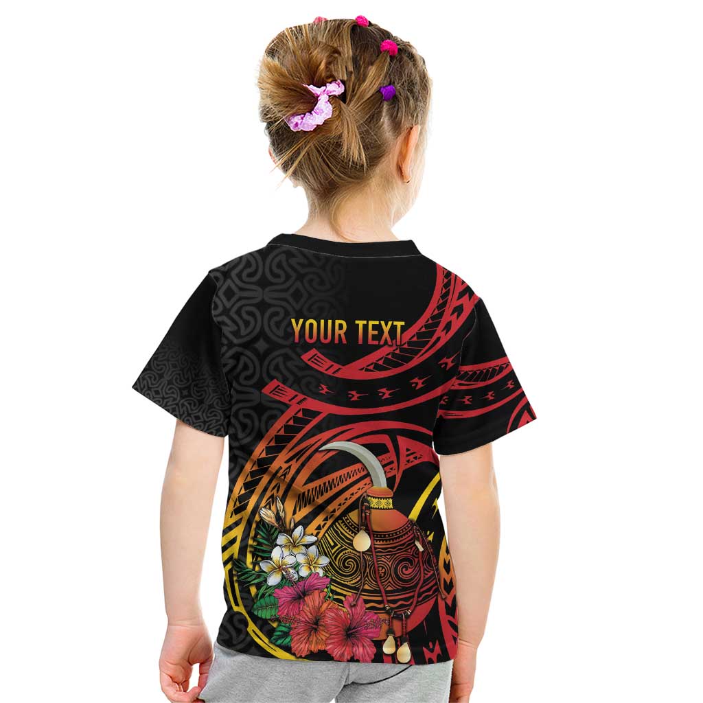 Personalized Milne Bay Kid T Shirt PNG Lime Pot with Oro Tapa LT7 - Polynesian Pride