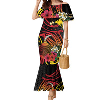 Personalized Milne Bay Mermaid Dress PNG Lime Pot with Oro Tapa LT7 Women Black - Polynesian Pride