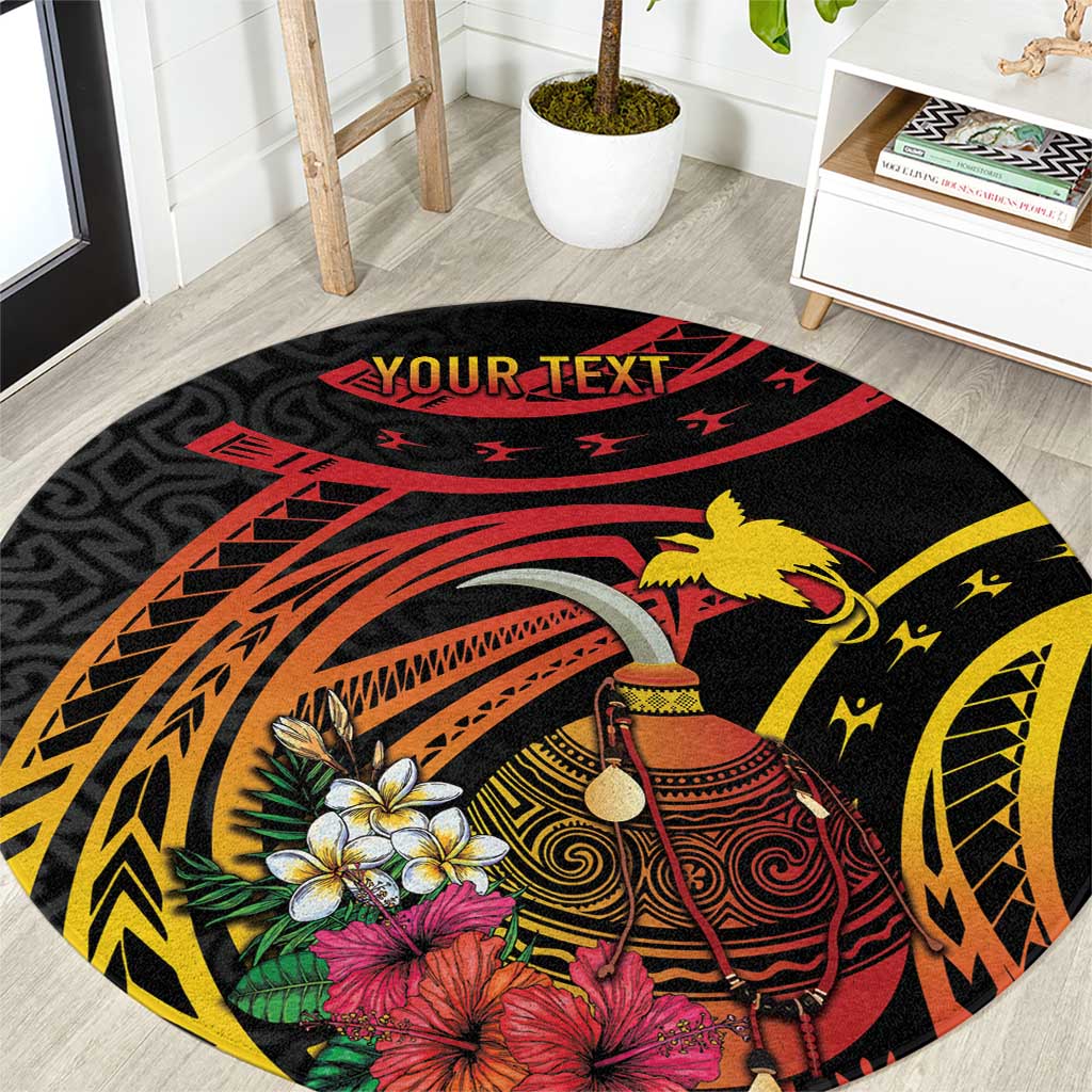 Personalized Milne Bay Round Carpet PNG Lime Pot with Oro Tapa LT7 Black - Polynesian Pride