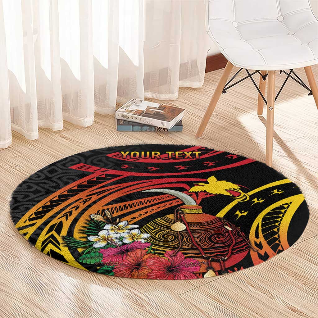 Personalized Milne Bay Round Carpet PNG Lime Pot with Oro Tapa LT7 - Polynesian Pride
