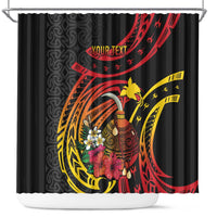 Personalized Milne Bay Shower Curtain PNG Lime Pot with Oro Tapa LT7 Black - Polynesian Pride