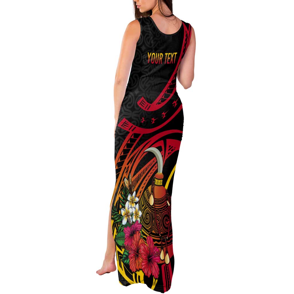 Personalized Milne Bay Tank Maxi Dress PNG Lime Pot with Oro Tapa LT7 - Polynesian Pride
