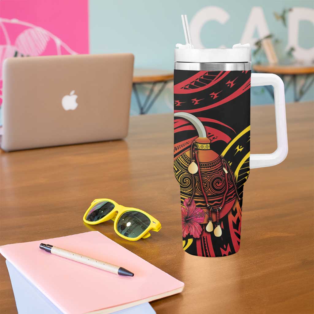 Personalized Milne Bay Tumbler With Handle PNG Lime Pot with Oro Tapa LT7 - Polynesian Pride