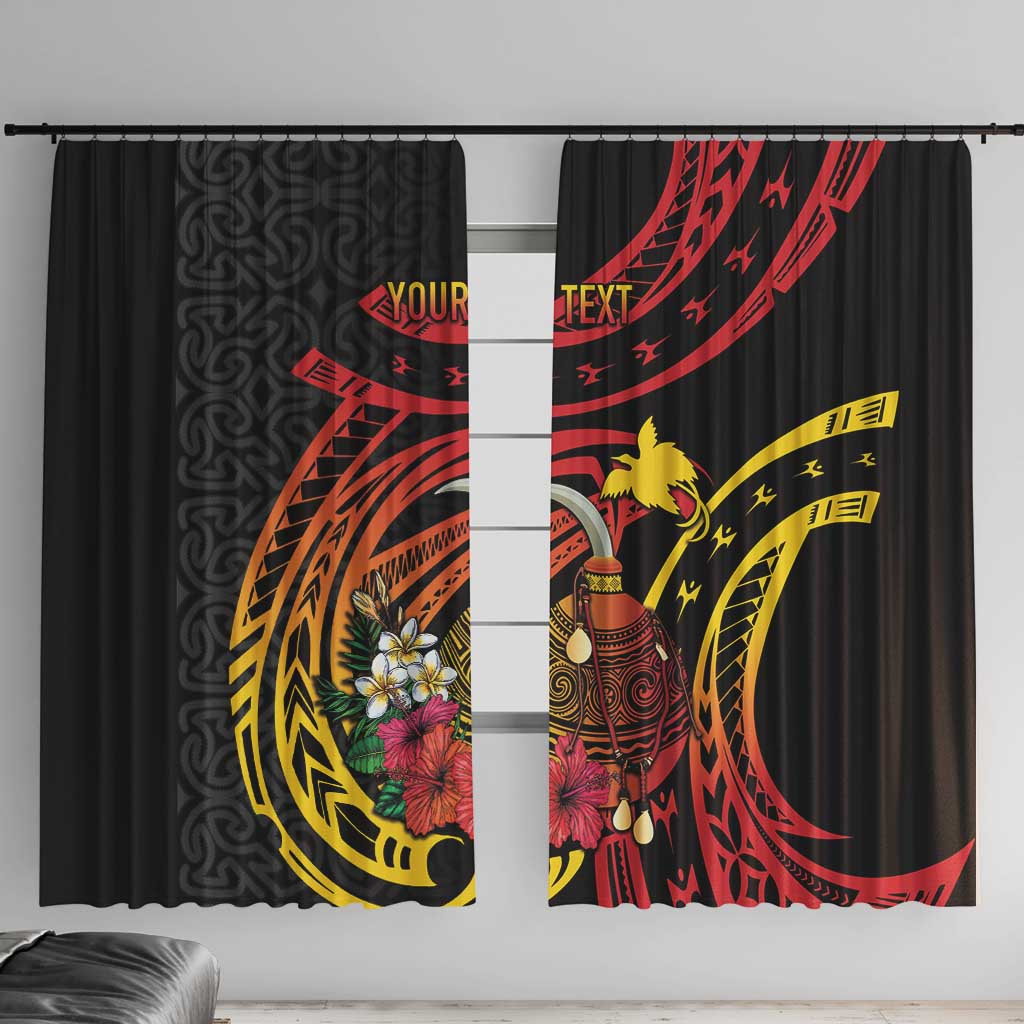 Personalized Milne Bay Window Curtain PNG Lime Pot with Oro Tapa LT7 With Hooks Black - Polynesian Pride