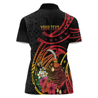 Personalized Milne Bay Women Polo Shirt PNG Lime Pot with Oro Tapa LT7 - Polynesian Pride