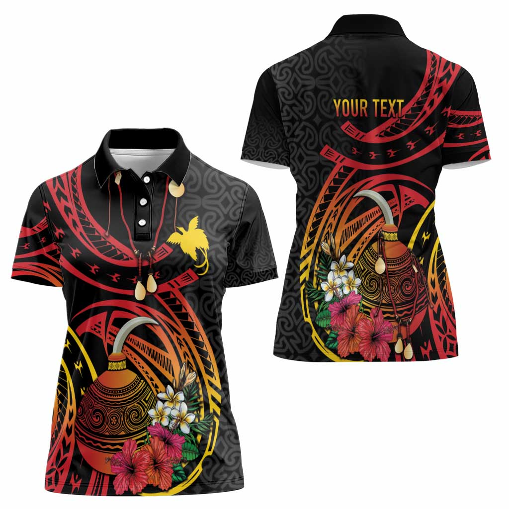 Personalized Milne Bay Women Polo Shirt PNG Lime Pot with Oro Tapa LT7 - Polynesian Pride