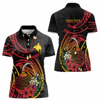 Personalized Milne Bay Women Polo Shirt PNG Lime Pot with Oro Tapa LT7 - Polynesian Pride