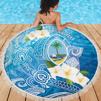 Hafa Adai Guam Chamorro Personalized Beach Blanket Ocean Blue Latte Stone with Guasali LT7 - Polynesian Pride