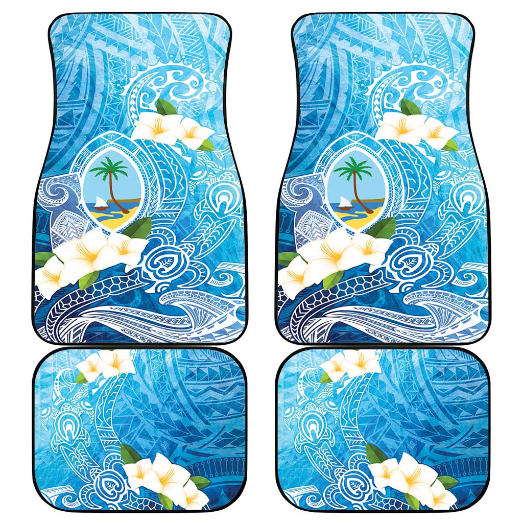 Hafa Adai Guam Chamorro Personalized Car Mats Ocean Blue Latte Stone with Guasali LT7 - Polynesian Pride