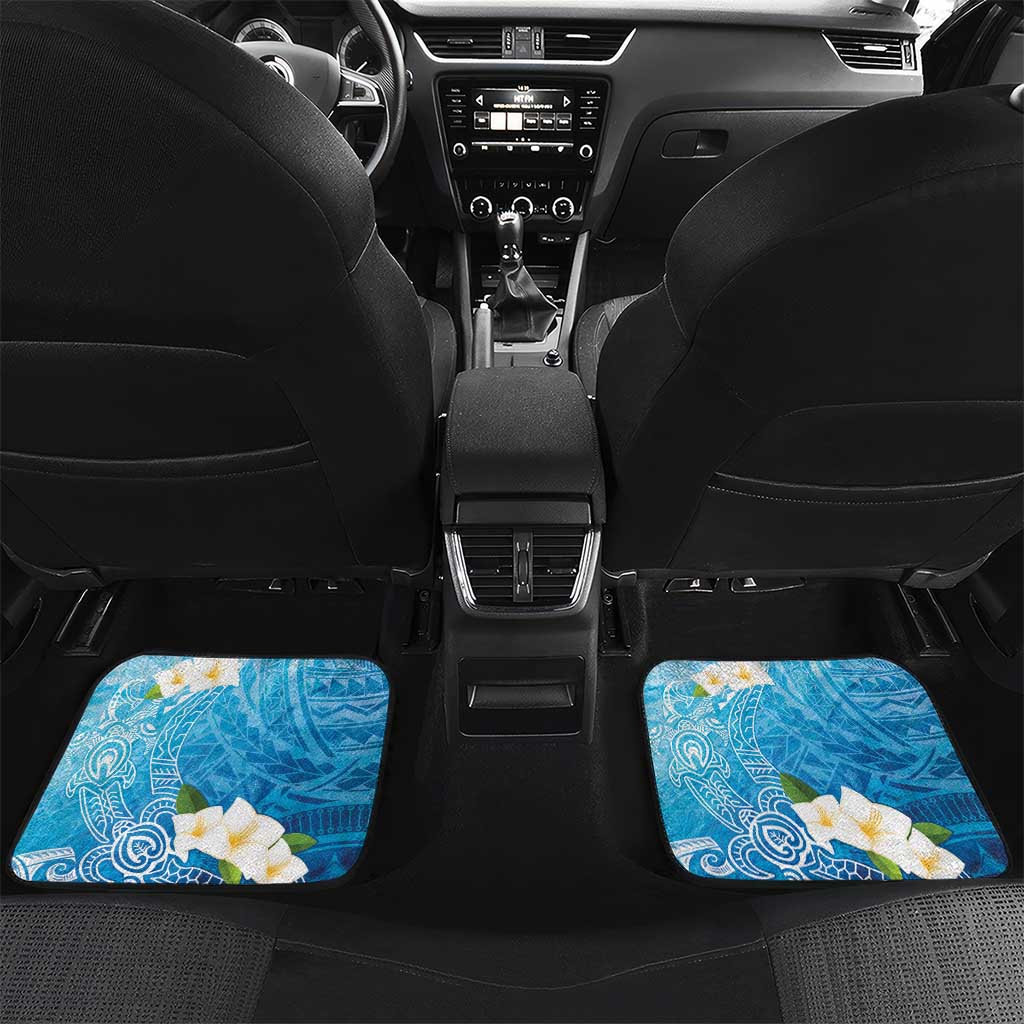 Hafa Adai Guam Chamorro Personalized Car Mats Ocean Blue Latte Stone with Guasali LT7 Set 2pcs - Back Ocean Blue - Polynesian Pride