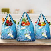 Hafa Adai Guam Chamorro Personalized Grocery Bag Ocean Blue Latte Stone with Guasali LT7 3-pack One Size Ocean Blue - Polynesian Pride