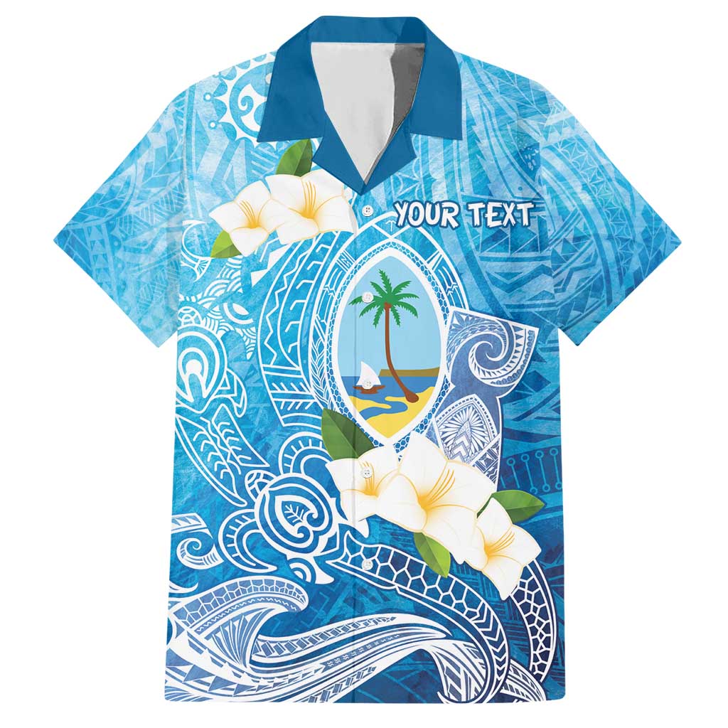 Hafa Adai Guam Chamorro Personalized Hawaiian Shirt Ocean Blue Latte Stone with Guasali LT7 Ocean Blue - Polynesian Pride