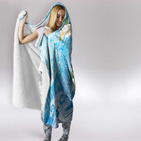 Hafa Adai Guam Chamorro Personalized Hooded Blanket Ocean Blue Latte Stone with Guasali LT7 - Polynesian Pride