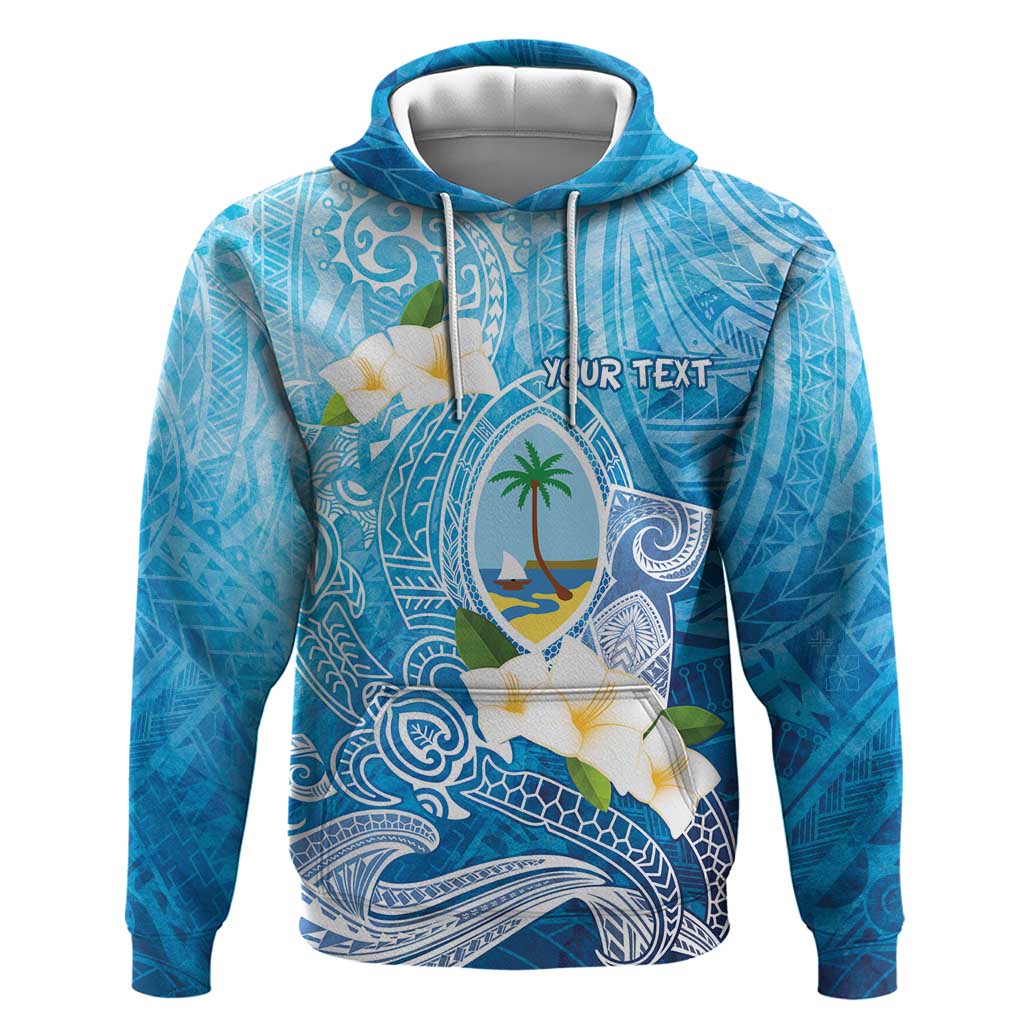 Hafa Adai Guam Chamorro Personalized Hoodie Ocean Blue Latte Stone with Guasali LT7 Pullover Hoodie Ocean Blue - Polynesian Pride