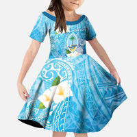Hafa Adai Guam Chamorro Personalized Kid Short Sleeve Dress Ocean Blue Latte Stone with Guasali LT7 KID Ocean Blue - Polynesian Pride