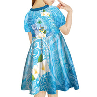 Hafa Adai Guam Chamorro Personalized Kid Short Sleeve Dress Ocean Blue Latte Stone with Guasali LT7 - Polynesian Pride