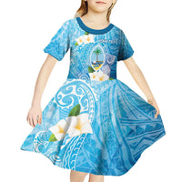 Hafa Adai Guam Chamorro Personalized Kid Short Sleeve Dress Ocean Blue Latte Stone with Guasali LT7 - Polynesian Pride
