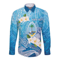 Hafa Adai Guam Chamorro Personalized Long Sleeve Button Shirt Ocean Blue Latte Stone with Guasali LT7 Unisex Ocean Blue - Polynesian Pride