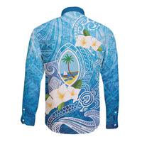 Hafa Adai Guam Chamorro Personalized Long Sleeve Button Shirt Ocean Blue Latte Stone with Guasali LT7 - Polynesian Pride
