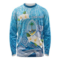 Hafa Adai Guam Chamorro Personalized Long Sleeve Shirt Ocean Blue Latte Stone with Guasali LT7 Unisex Ocean Blue - Polynesian Pride