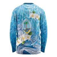 Hafa Adai Guam Chamorro Personalized Long Sleeve Shirt Ocean Blue Latte Stone with Guasali LT7 - Polynesian Pride