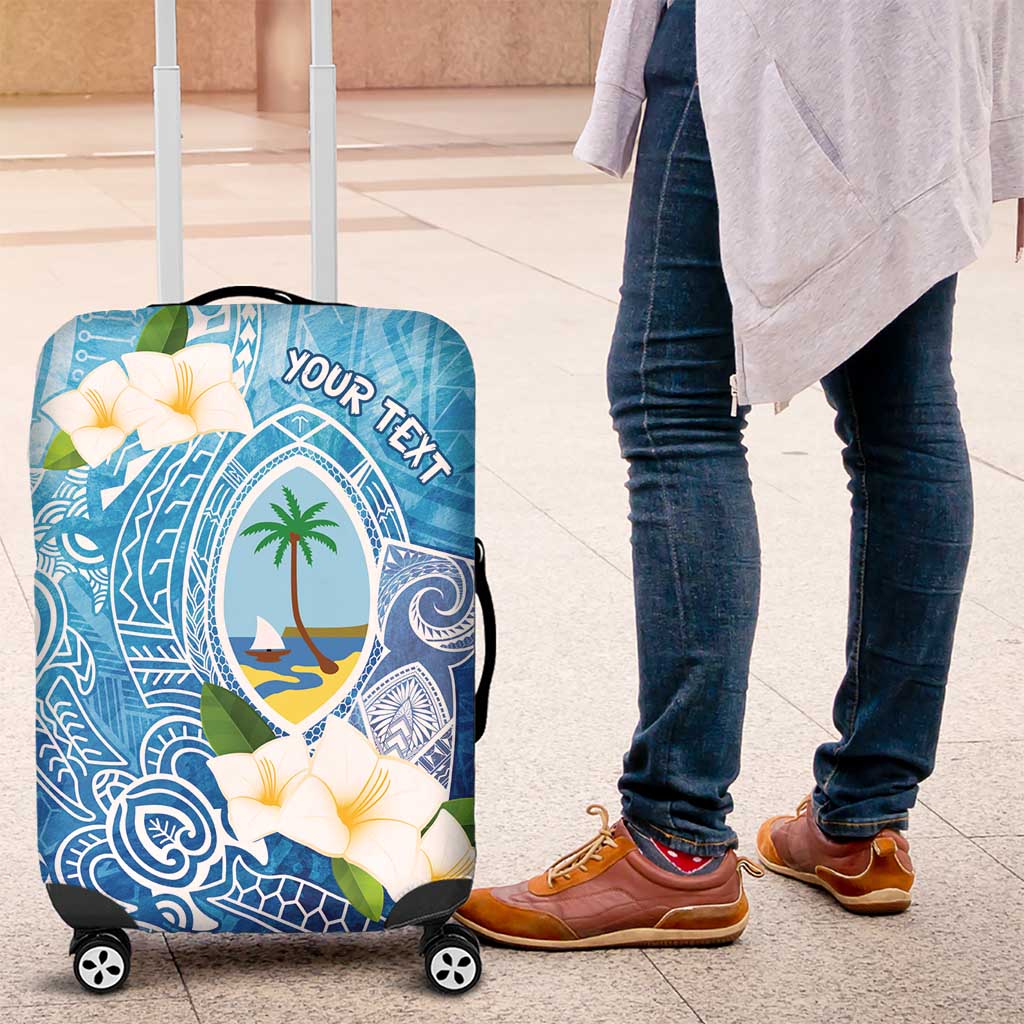 Hafa Adai Guam Chamorro Personalized Luggage Cover Ocean Blue Latte Stone with Guasali LT7 Ocean Blue - Polynesian Pride