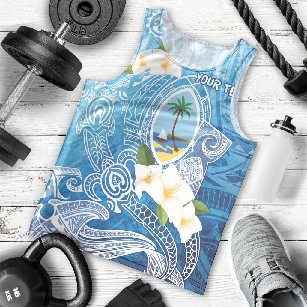 Hafa Adai Guam Chamorro Personalized Men Tank Top Ocean Blue Latte Stone with Guasali LT7 - Polynesian Pride