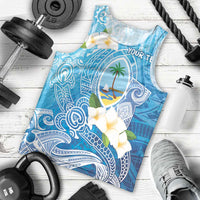 Hafa Adai Guam Chamorro Personalized Men Tank Top Ocean Blue Latte Stone with Guasali LT7 - Polynesian Pride